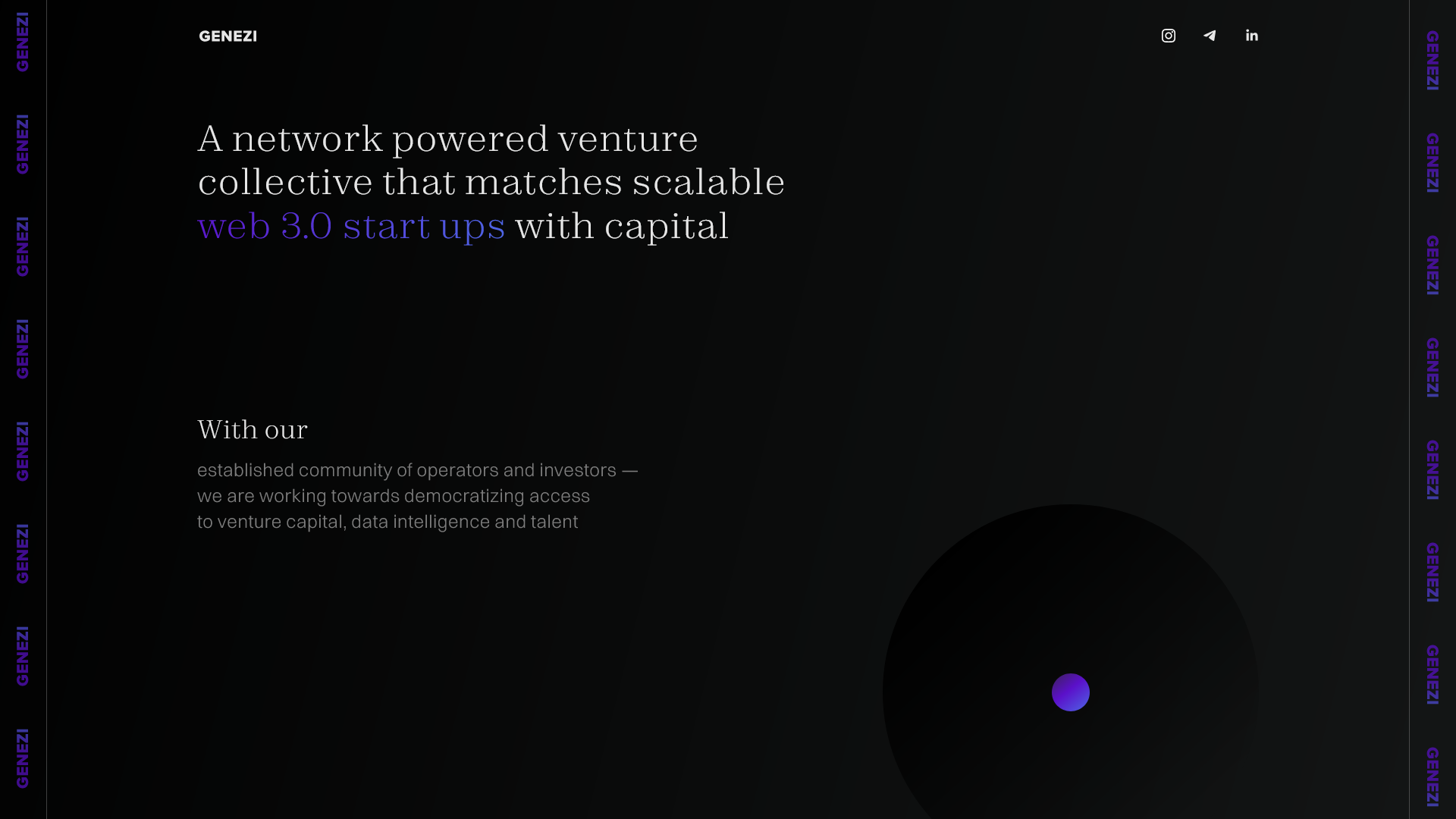 Genezi.io - Лендинг для привлечения инвесторов и стартапов